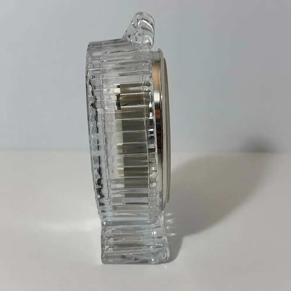 Oval Fifth Avenue Crystal Ltd Quartz Desk Clock w/ Roman Numerals & Clear Glass